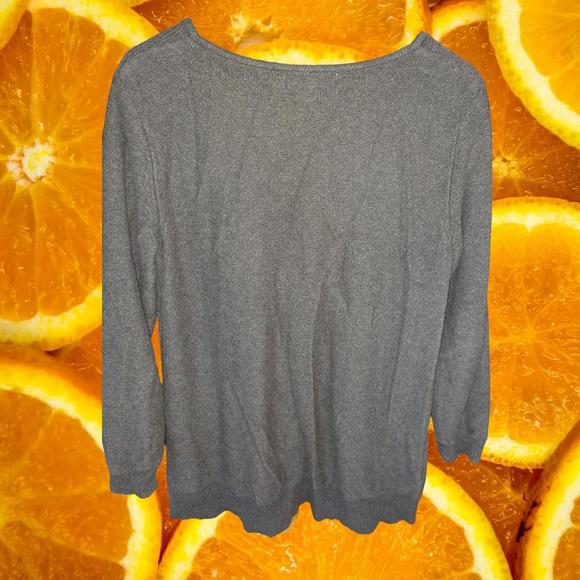 Karen Scott Gray 2 Knit V Neck Sweater Size Small - Picture 5 of 5